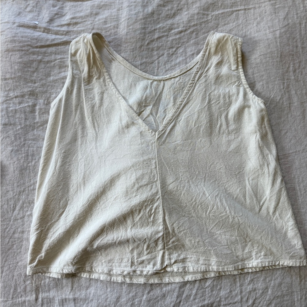 Elizabeth Suzann Cream Wrap Tank Top